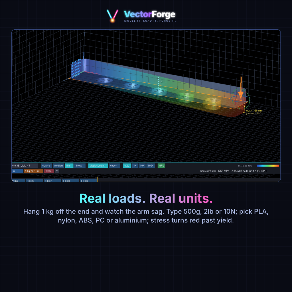 VectorForge — CAD with Live Strength Simulation (Lifetime Licence, No Subscription)