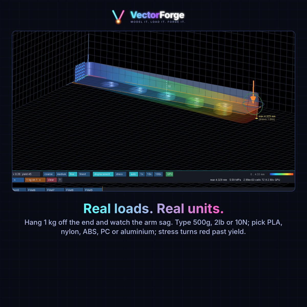 VectorForge — CAD with Live Strength Simulation (Lifetime Licence, No Subscription)