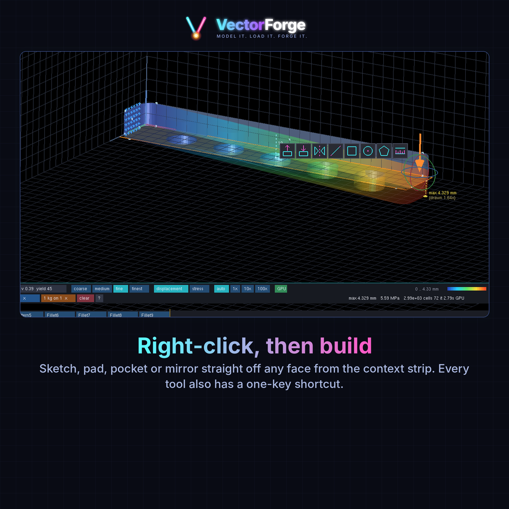 VectorForge — CAD with Live Strength Simulation (Lifetime Licence, No Subscription)